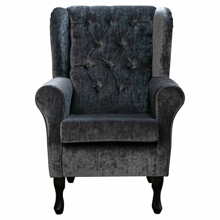 grey crushed velvet chair