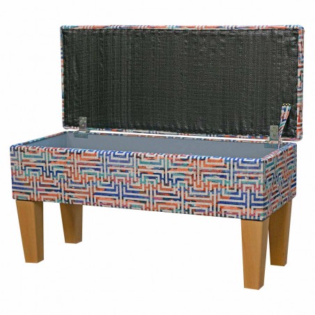 LUXE Medium Dressing Table Storage Stool in an Accento Maze Rainbow Fabric