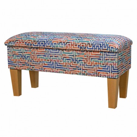 LUXE Medium Dressing Table Storage Stool in an Accento Maze Rainbow Fabric