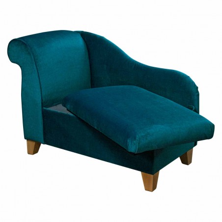 41" Storage Chaise Longue in a Destino Teal Easyclean Velvet Fabric