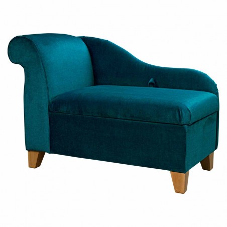 41" Storage Chaise Longue in a Destino Teal Easyclean Velvet Fabric