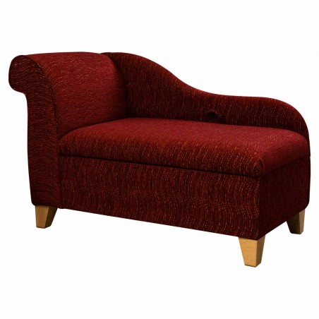 45" Storage Chaise Longue in Camden Ripple Wine Fabric