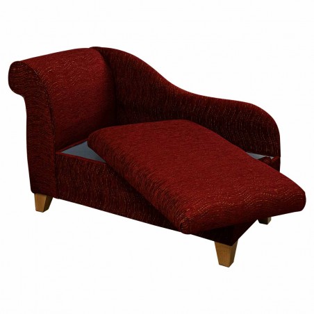 45" Storage Chaise Longue in Camden Ripple Wine Fabric