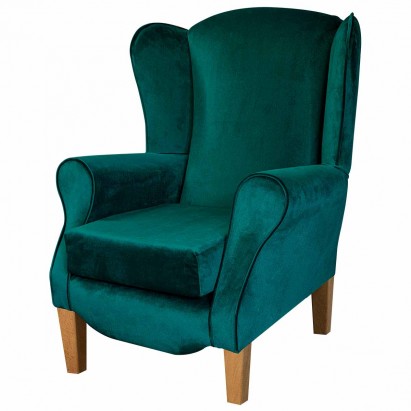 Duchess Wingback Armchair in a Malta Emerald Deluxe Velvet Fabric