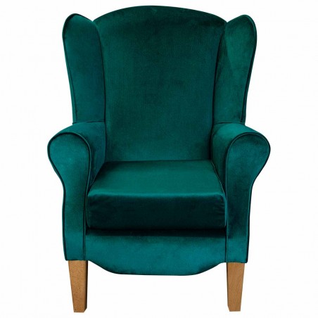 Duchess Wingback Armchair in a Malta Emerald Deluxe Velvet Fabric