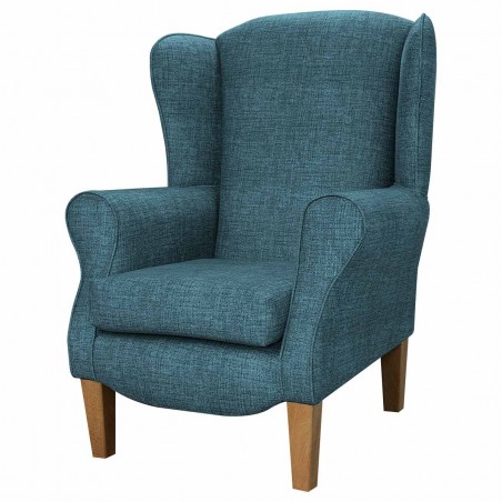 blue velvet fireside armchair