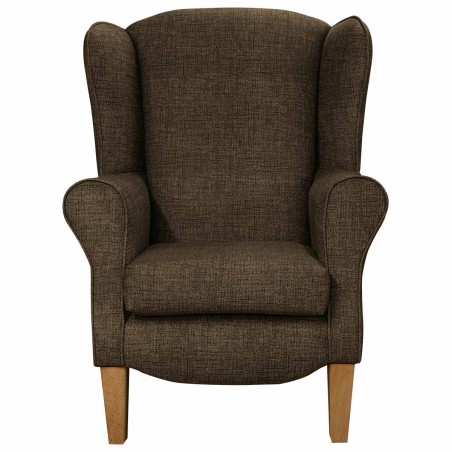 Duchess Wingback Armchair in a Maya Mocha Velvet Faux Weave Fabric