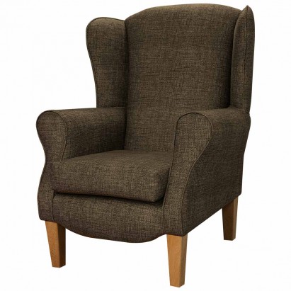 Duchess Wingback Armchair in a Maya Mocha Velvet Faux Weave Fabric