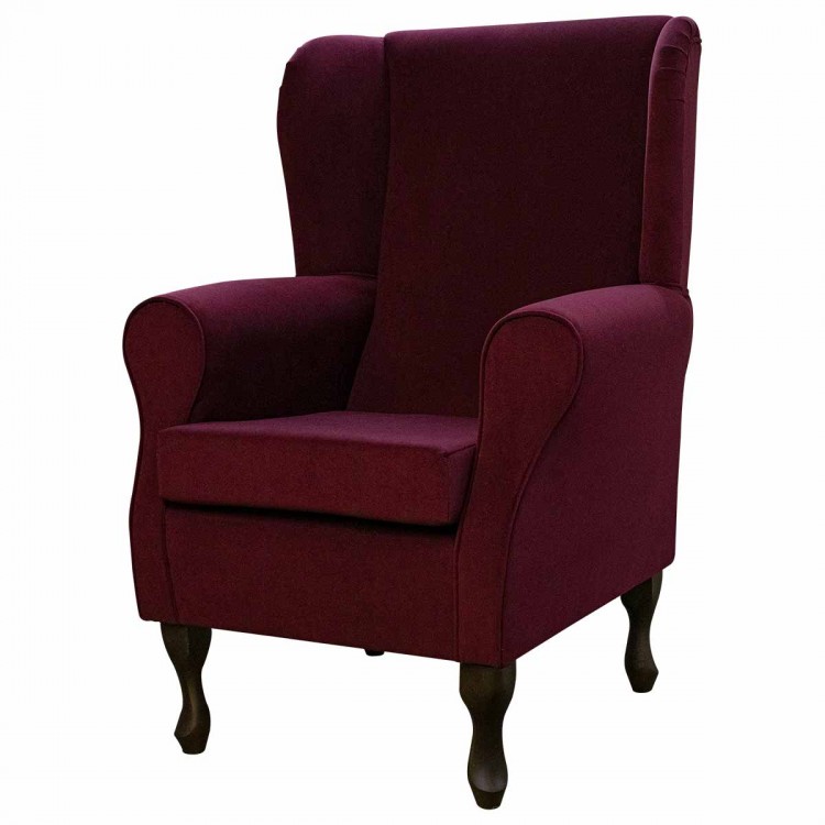 burgundy velvet fireside chair