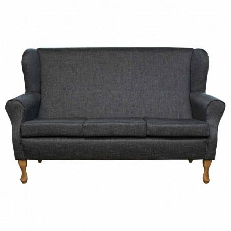 3 Seater Wingback Sofa in a Ponte Plain Slate Metallic Fabric