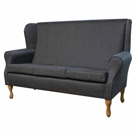 3 Seater Wingback Sofa in a Ponte Plain Slate Metallic Fabric