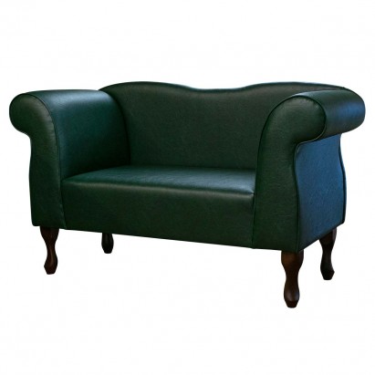 Small Chaise Sofa in a Bottle Green Porto Faux Leather