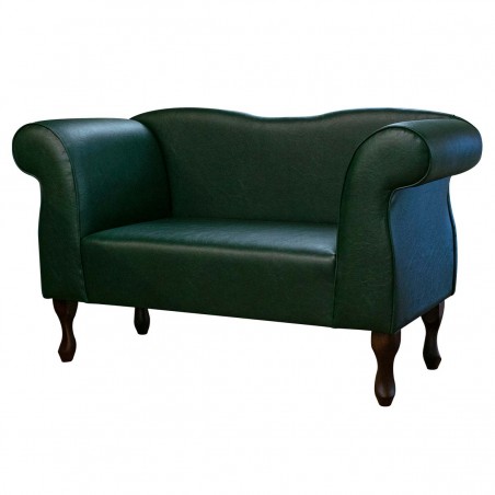 Small Chaise Sofa in a Bottle Green Porto Faux Leather