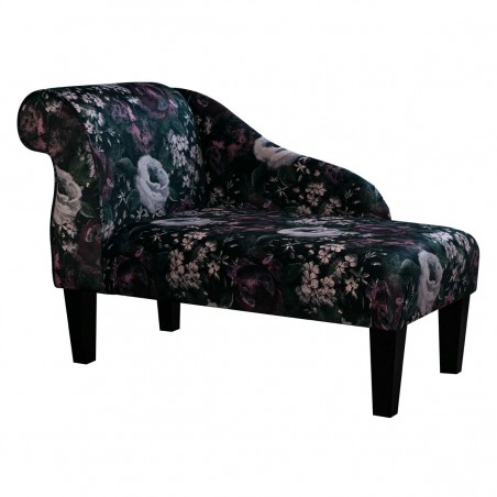 41" Mini Chaise Longue in a Prints Vol 1 Blossom Aubergine Velvet Fabric