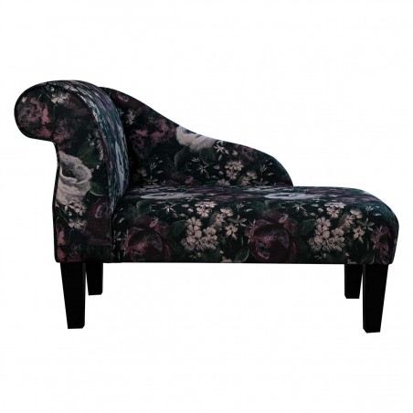 41" Mini Chaise Longue in a Prints Vol 1 Blossom Aubergine Velvet Fabric