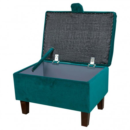 LUXE Storage Footstool, Ottoman, Pouffe in an AquaVelvet Teal Velvet Fabric