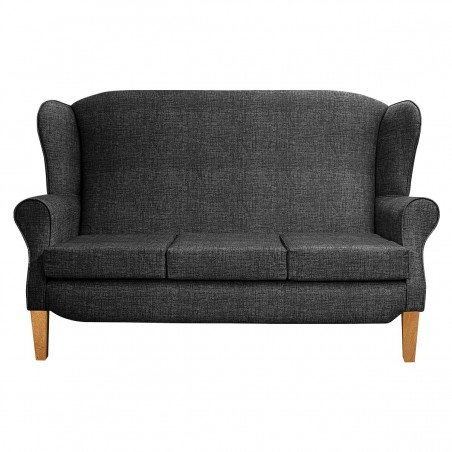 3 Seater Duchess Wingback Sofa  in a Maya Charcoal Velvet Faux Weave Fabric