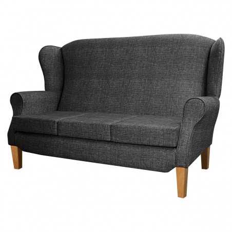 3 Seater Duchess Wingback Sofa  in a Maya Charcoal Velvet Faux Weave Fabric