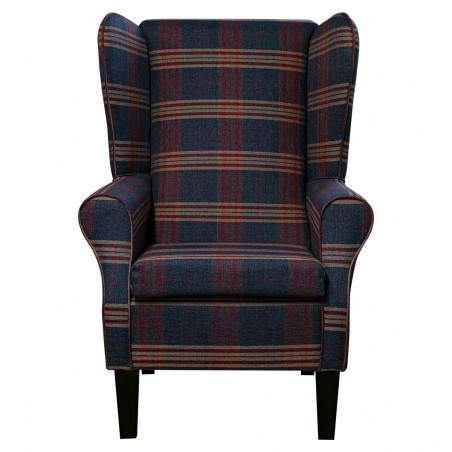 Large High Back Chair in a Gleneagles Check Granite Fabric