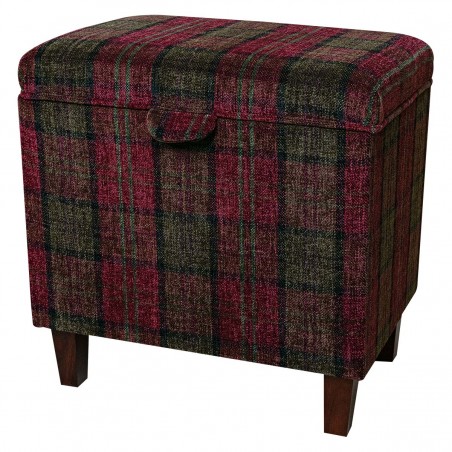 red tartan storage box