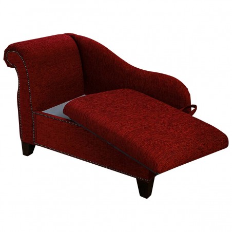 41" Storage Chaise Longue in a Carnaby Flame Wine Red Fabric