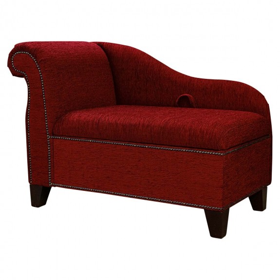 41" Storage Chaise Longue in a Carnaby Flame Wine Red Fabric