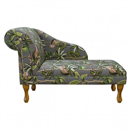 45" Medium Chaise Longue in a Monkey Grey 100% Cotton Fabric