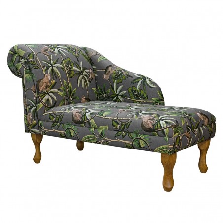 45" Medium Chaise Longue in a Monkey Grey 100% Cotton Fabric