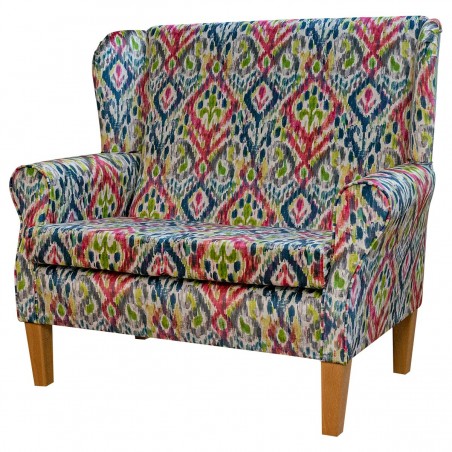 LUXE 2 Seater Wingback Sofa in a Prints Kilim Print Fabric