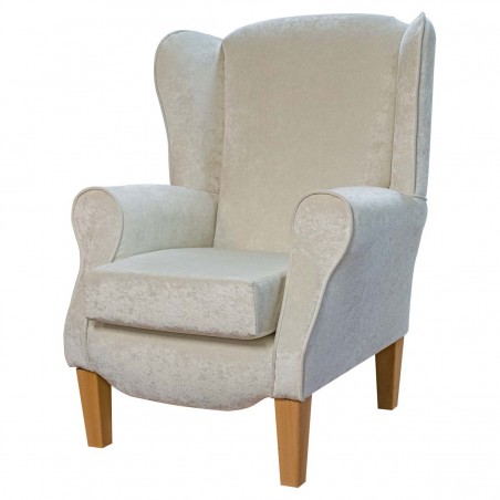 white velvet wingback armchair