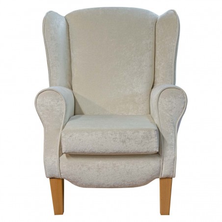 white velvet fireside armchair