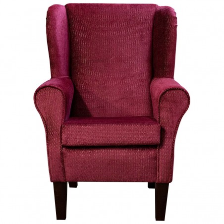 LUXE Standard Wingback Fireside Chair in Eleganza II Herringbone Cranberry Fabric