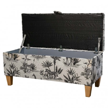 Storage Bench Stool in a Safari Wildlife Linen Fabric