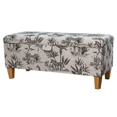 Storage Bench Stool in a Safari Wildlife Linen Fabric