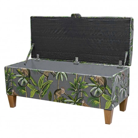 Storage Bench Stool in a Monkey Grey 100% Cotton Fabric