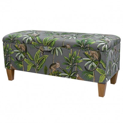 Storage Bench Stool in a Monkey Grey 100% Cotton Fabric