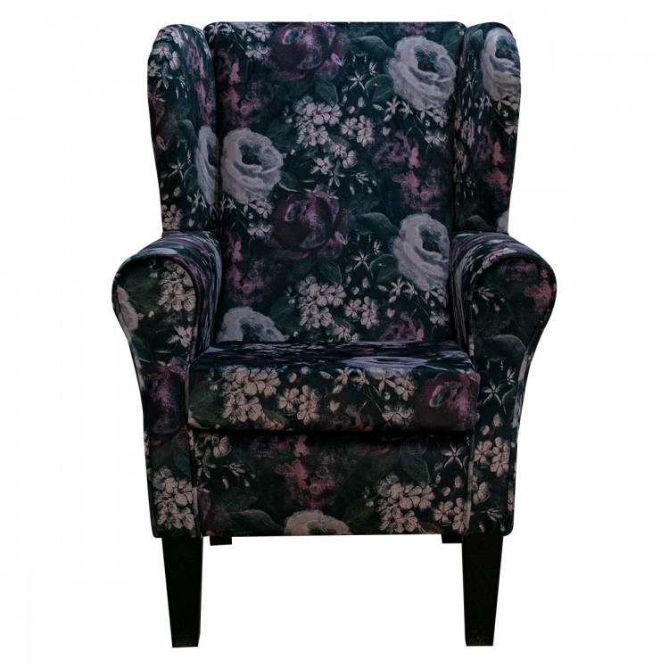 aubergine floral armchair