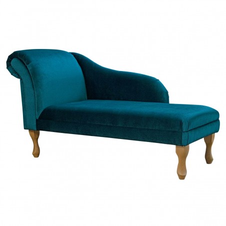 52" Medium Chaise Longue in a Malta Peacock Deluxe Velvet Fabric