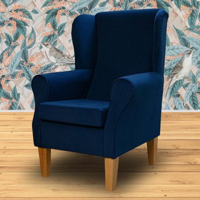 blue soft velvet armchair