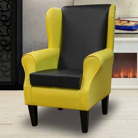 Standard Wingback Fireside Chair in a Lisbon Lemon & Noire Vinyl