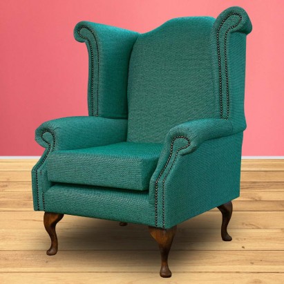 LUXE Chesterfield Wingback Armchair in an AquaClean...