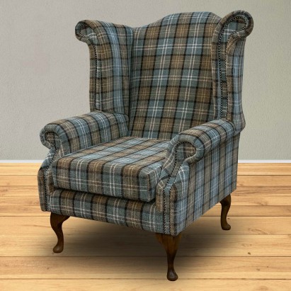LUXE Chesterfield Wingback Armchair in a Lana Blue...