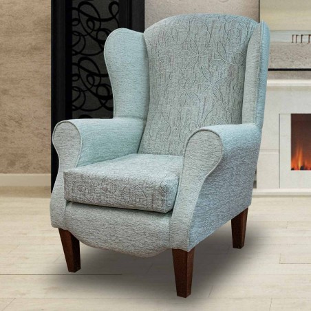 Duchess Wingback Armchair Aqua Floral Fabric