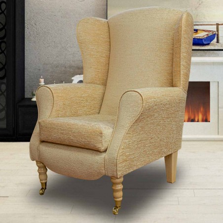 Duchess Wingback Armchair in a Maida Vale Plain Gold Fabric