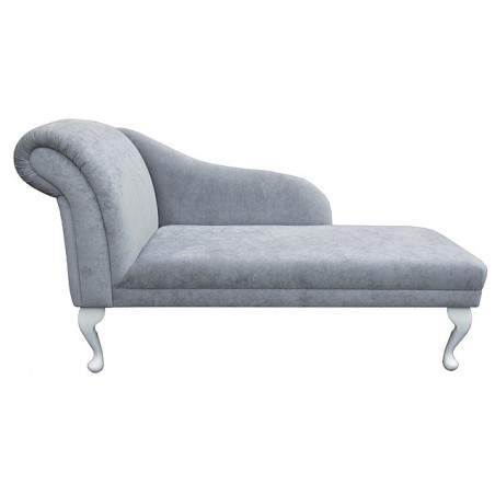 52" Medium Chaise Longue in a Dolce Fog Strie Velvet Fabric