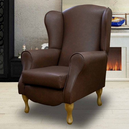 faux leather tan armchair