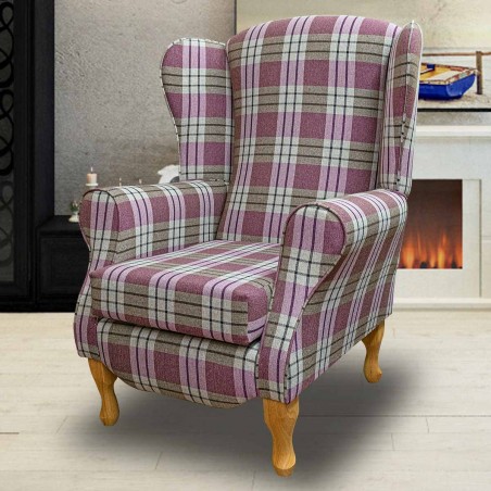 Duchess Wingback Armchair in a Kintyre Heather Tartan Fabric