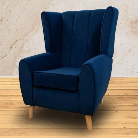 Fluted Armchair in Navy Blue