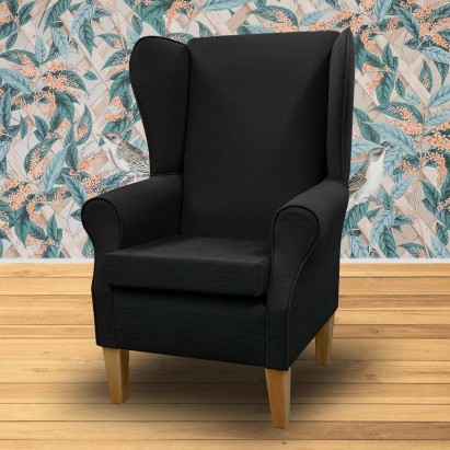 Large Highback Wingback Chair in a Harrow Slub Charcoal Fabric
