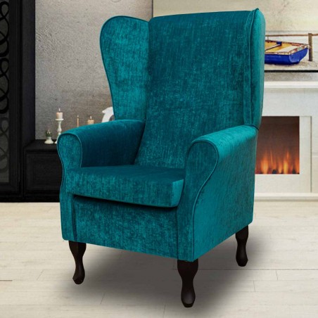 large teal armchair